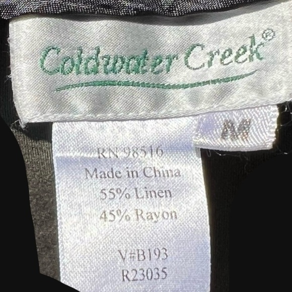 🌻Coldwater Creek Black Linen Blend Wide Leg Patch Pocket Casual Pants Size M - Picture 7 of 7